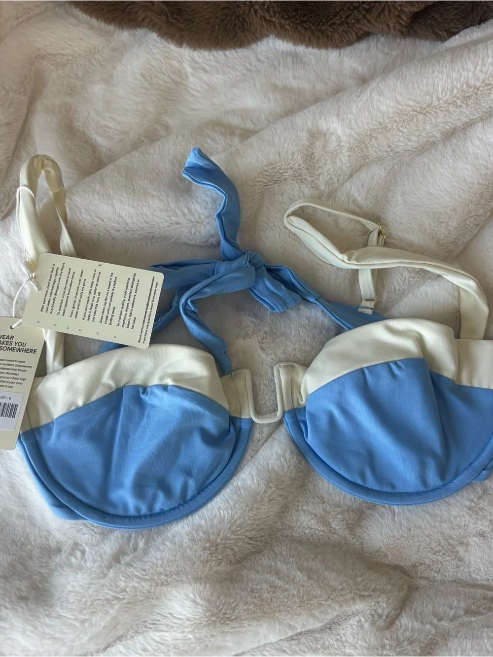 NWT Monday Swimwear Cala Roja Top Azure/Ivory